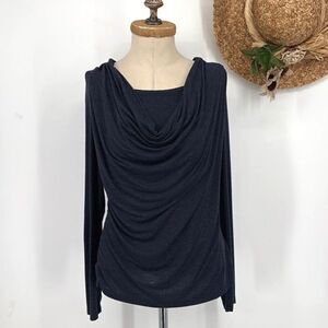 Anthropologie Pure+Good Ruched Drape Layered Slouchy Tee‎ Blue S